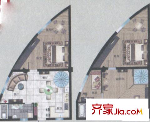 名人國(guó)際戶型G 1室2廳1衛(wèi)1廚