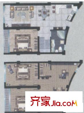 名人國(guó)際戶型H 1室2廳1衛(wèi)1廚