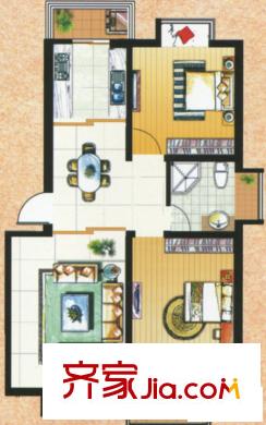 名人國(guó)際戶型C  2室2廳1衛(wèi)