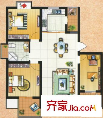 名人國(guó)際戶型D 3室2廳1衛(wèi)