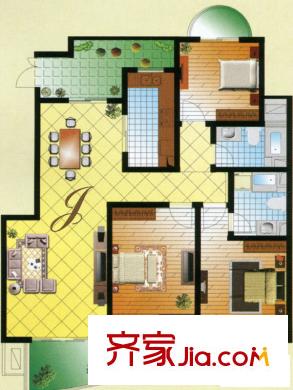海泰尚城國際二期高層戶型J 3室2廳2衛(wèi)