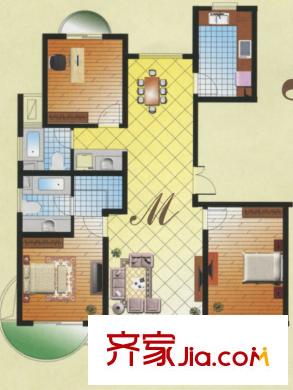 海泰尚城國際二期高層戶型M 3室2廳2衛(wèi)