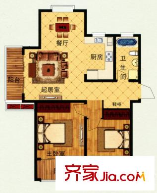 嘉中名苑h戶型 2室2廳1衛(wèi)1廚