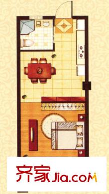 城市公館A12戶型 1室1廳1衛(wèi)1廚