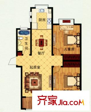 嘉中名苑g戶型 2室2廳1衛(wèi)1廚