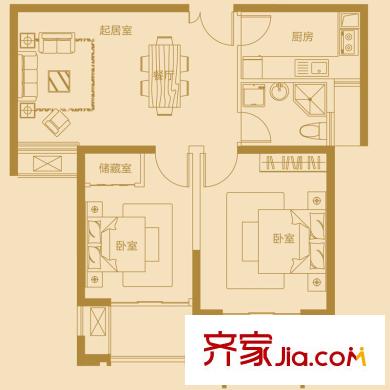 藍(lán)岳相府E戶型 88.35 2,2,1 2室2廳1衛(wèi)1廚