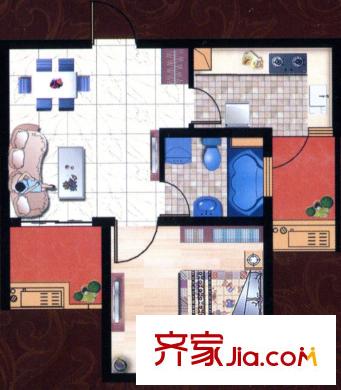 同濟(jì)家園B3戶型 1室1廳1衛(wèi)