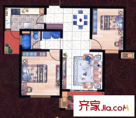 同濟(jì)家園A2戶型 2室2廳1衛(wèi)