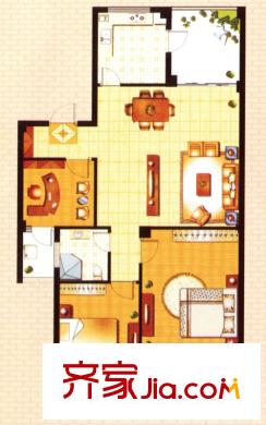 榕錦花園C1戶型 3室2廳1衛(wèi)1廚