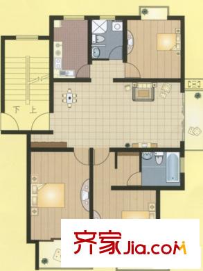 東方明珠城10#、11#、16#樓D3戶型 3室2廳2衛(wèi)1廚