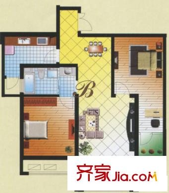 海泰尚城國際二期高層戶型B 2室2廳1衛(wèi)