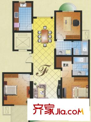 海泰尚城國際二期高層戶型F 3室2廳2衛(wèi)