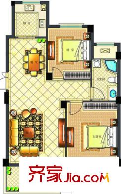 東方不夜城11#03戶型 2室2廳1衛(wèi)1廚