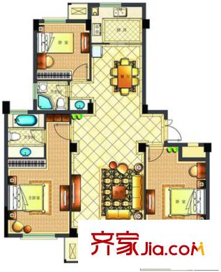 東方不夜城15#02戶型 3室2廳2衛(wèi)1廚