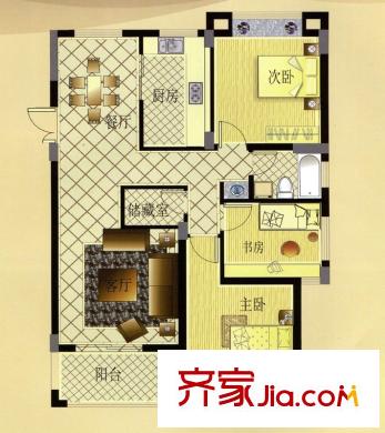 宏博錦園G-7戶型 3室2廳1衛(wèi)1廚