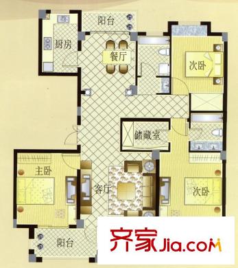 宏博錦園D-2戶型 3室2廳2衛(wèi)1廚