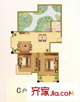 嬋娟?金銀大廈戶型C疊加 2室2廳1衛(wèi)1廚