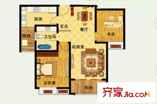 嘉中名苑c戶型 2室2廳1衛(wèi)1廚
