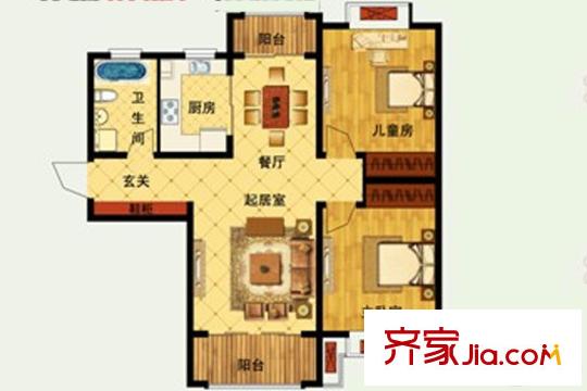 嘉中名苑d戶型 2室2廳1衛(wèi)1廚