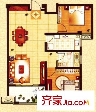 城市公館A22戶型 2室2廳1衛(wèi)1廚