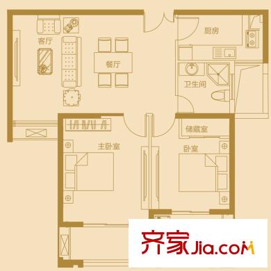 藍(lán)岳相府D戶型 89.77 2,2,1 2室2廳1衛(wèi)