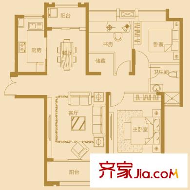 藍(lán)岳相府C戶型 117.62 3,2,1 3室2廳1衛(wèi)