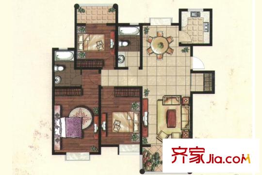 宏盛鳳城麗都22#樓戶型 3室2廳2衛(wèi)1廚