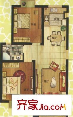 水岸豪庭1戶型 2室2廳1衛(wèi)1廚