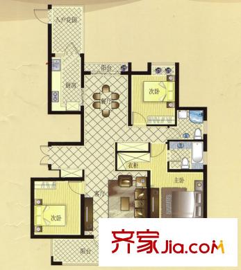 宏博錦園G-4戶型 3室2廳2衛(wèi)1廚