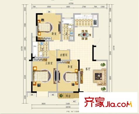 美好家園G3戶型圖 129.70 3室2廳2衛(wèi)1廚 3室2廳2衛(wèi)1廚