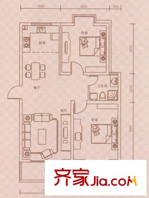 紫荊城A3戶型 2室2廳1衛(wèi)