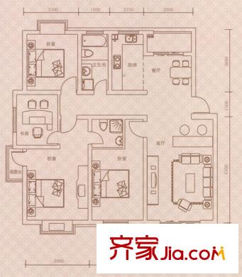 紫荊城D2戶型 4室2廳2衛(wèi)