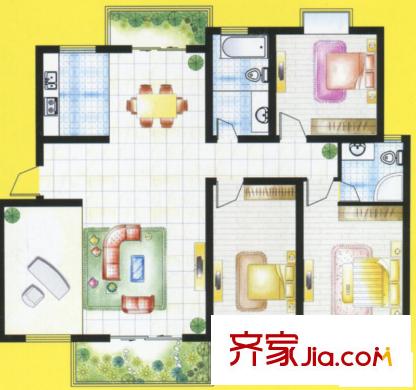 紫荊城E1戶型 4室2廳2衛(wèi)