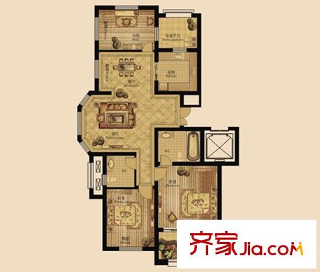 中遠依云灣戶型 3室2廳2衛(wèi)