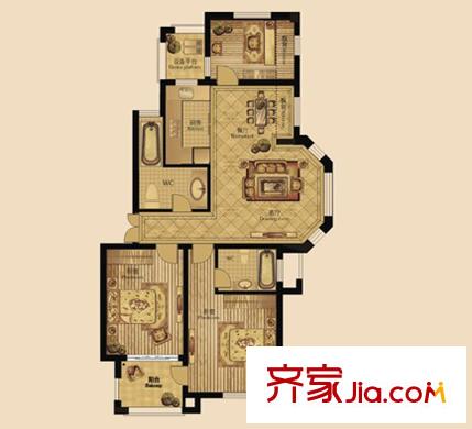 中遠依云灣戶型 3室2廳2衛(wèi)