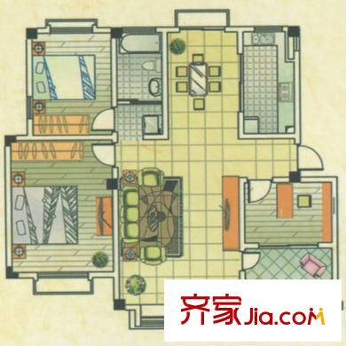歐亞國際花園花園洋房五樓戶型 2室2廳1衛(wèi)1廚