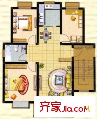 西堤陽(yáng)光H戶(hù)型 3室2廳1衛(wèi)1廚