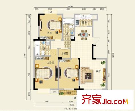 美好家園G1戶型圖 134.00 3室2廳2衛(wèi)1廚 3室2廳2衛(wèi)1廚