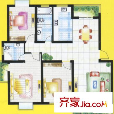 紫荊城C4戶型 3室2廳2衛(wèi)