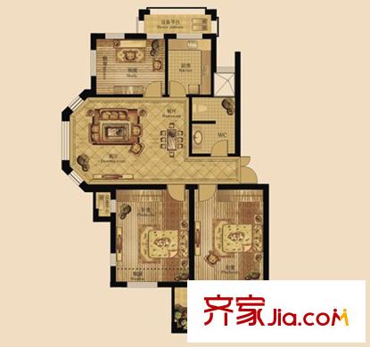 中遠依云灣戶型 3室2廳2衛(wèi)