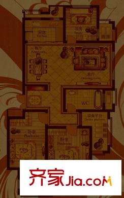 中遠依云灣F戶型 3室2廳1衛(wèi)