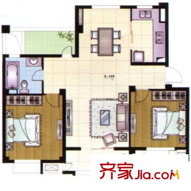 歐亞國際花園四層戶型 2室2廳1衛(wèi)1廚