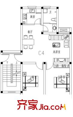 西堤陽(yáng)光C4戶(hù)型 2室2廳1衛(wèi)1廚