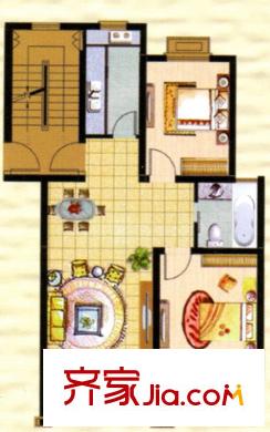 西堤陽(yáng)光A戶(hù)型 2室2廳1衛(wèi)1廚