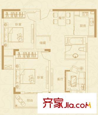 藍(lán)岳首府B戶型 96.40 2室2廳1衛(wèi)