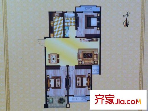 金港帝景藍(lán)灣二期6#8#9#樓H戶型 3室2廳1衛(wèi)1廚