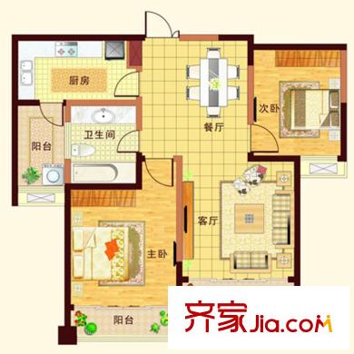 金港帝景藍(lán)灣F/L戶型 2室2廳1衛(wèi)