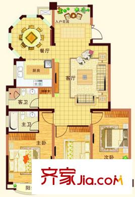 金港帝景藍(lán)灣A戶型 3室2廳2衛(wèi)