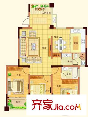 金港帝景藍(lán)灣B戶型 3室2廳2衛(wèi)