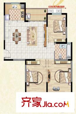 錦繡姜城22#B2，115.7平米，三房兩廳一衛(wèi) 　 3室2廳1衛(wèi)1廚